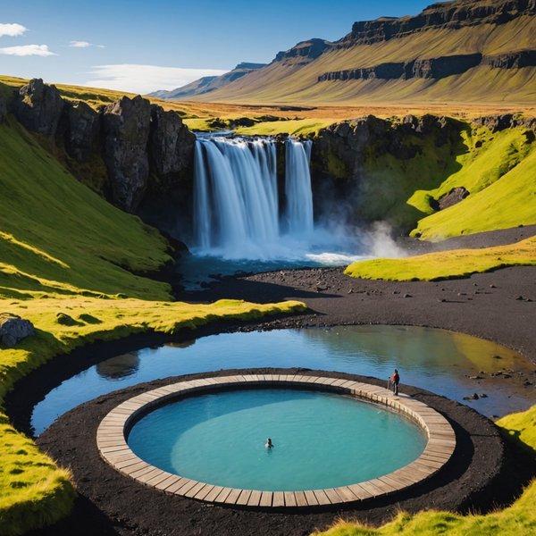 Quels hébergements en Islande offrent des cours de cuisine locale et des bains dans des sources chaudes?